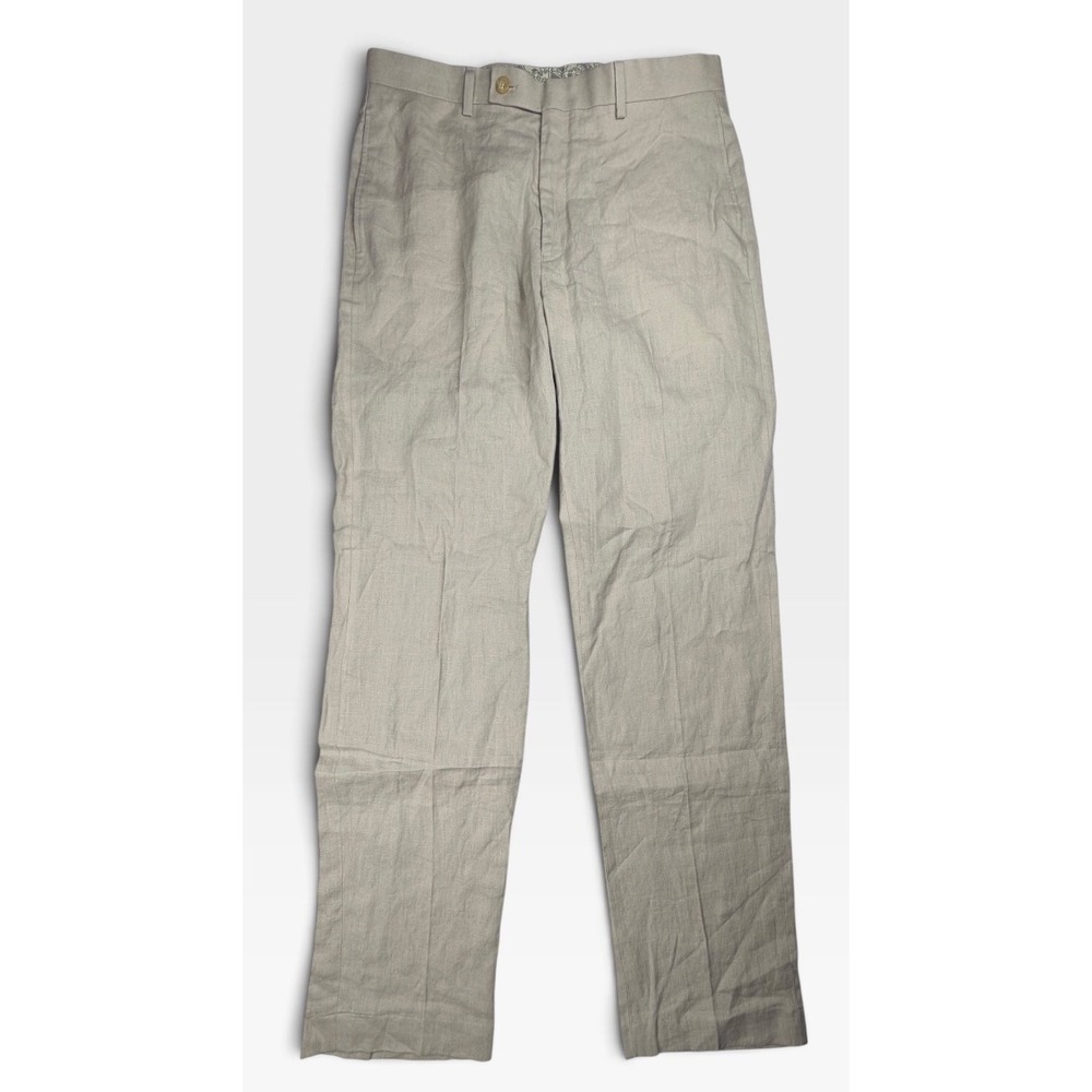 Lauren Ralph Lauren Men's 100% Linen Dress Pants 32x34 Tan Beige Flat Front NWT